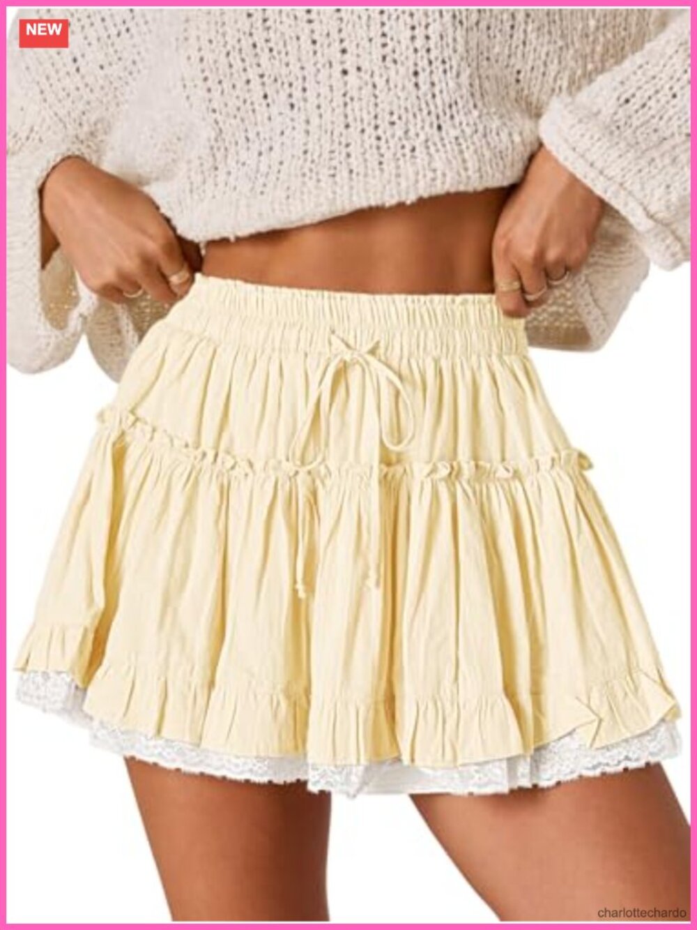 Flowy Lace Skorts for Women High Waisted Boho Skirt with Built-in Shorts